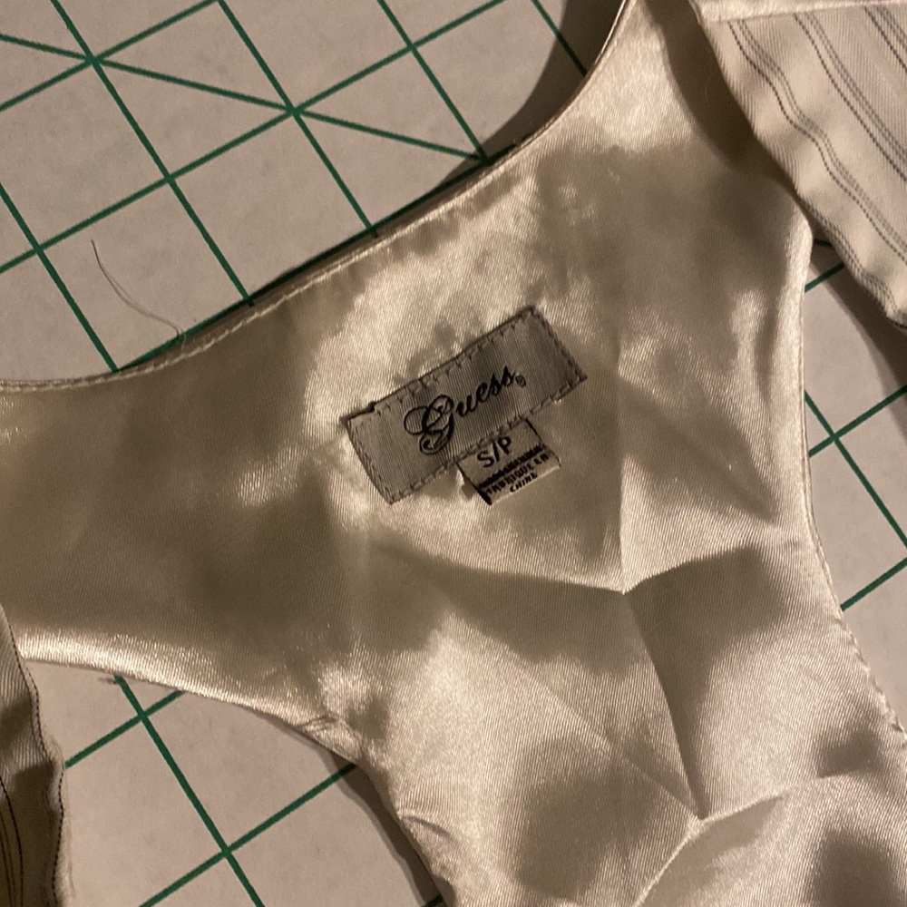 White Stripped Guess Vest Button Up - image 2